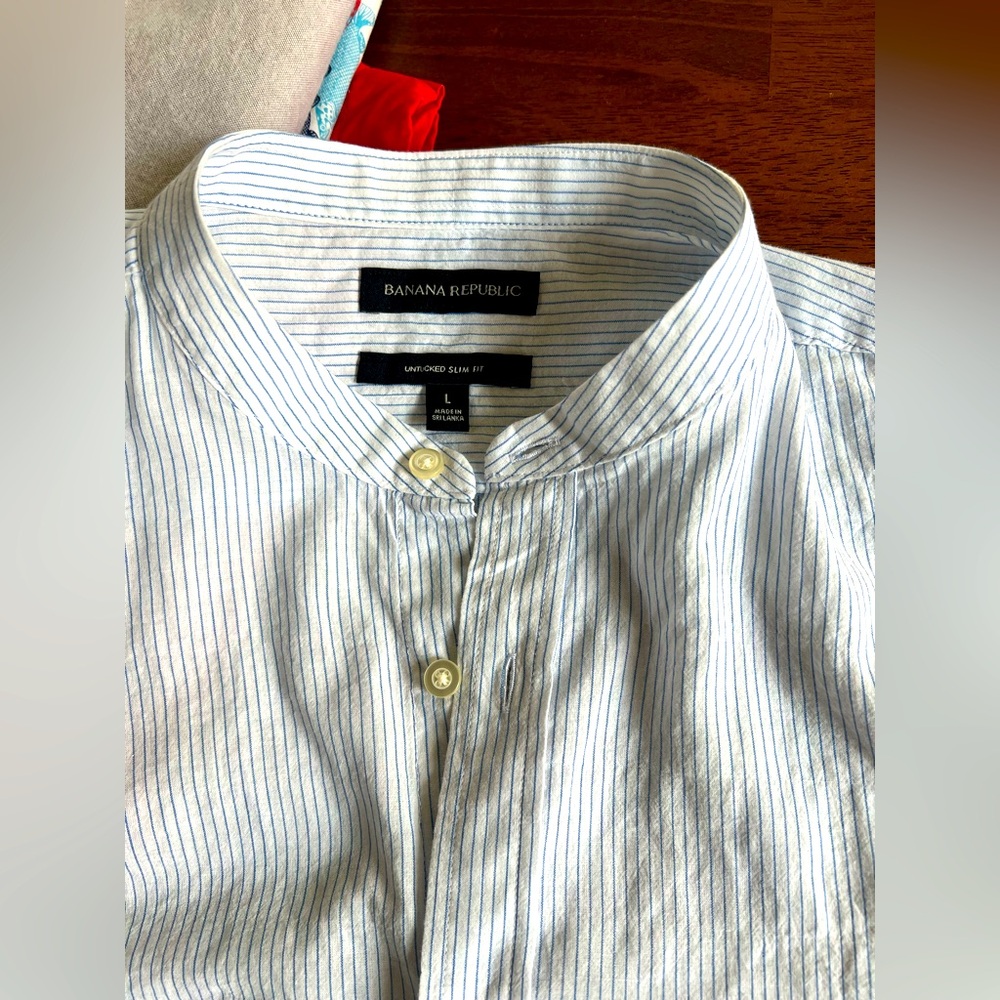 Banana Republic CollarLess Long Sleeve Buttons Up Shirt - Picture 5 of 7